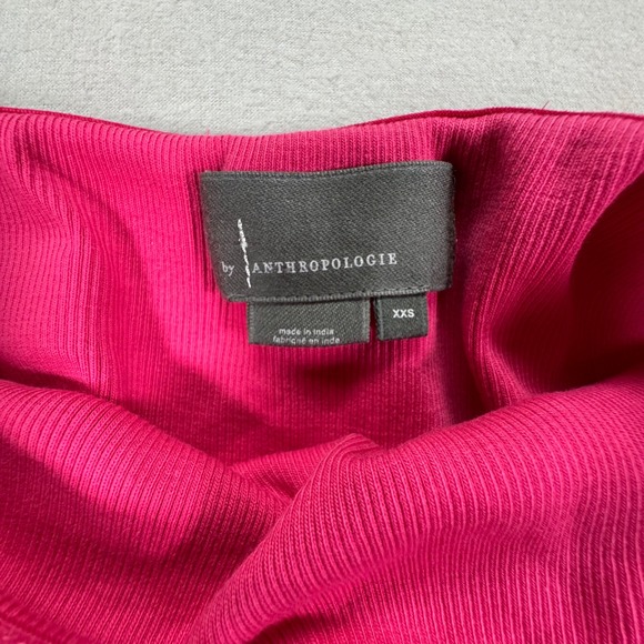 Anthropologie Pink Ruffle Off The Shoulder Long Sleeve Ribbed Knit Top XXS - Picture 3 of 6
